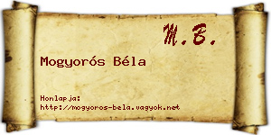 Mogyorós Béla névjegykártya